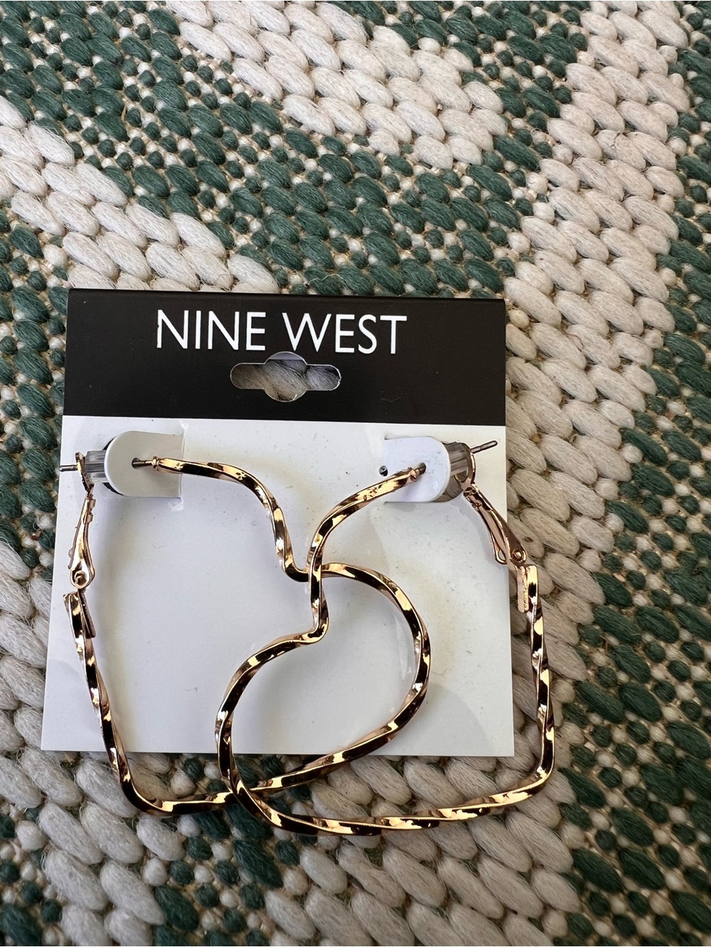 Nine West Gold-Tone Heart Hoop Earrings